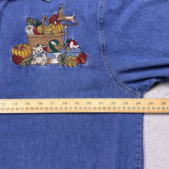 Vintage Bobbie Brooks Denim Shirt Fall Harvest Embroidered Countrycore - Picture 11 of 15